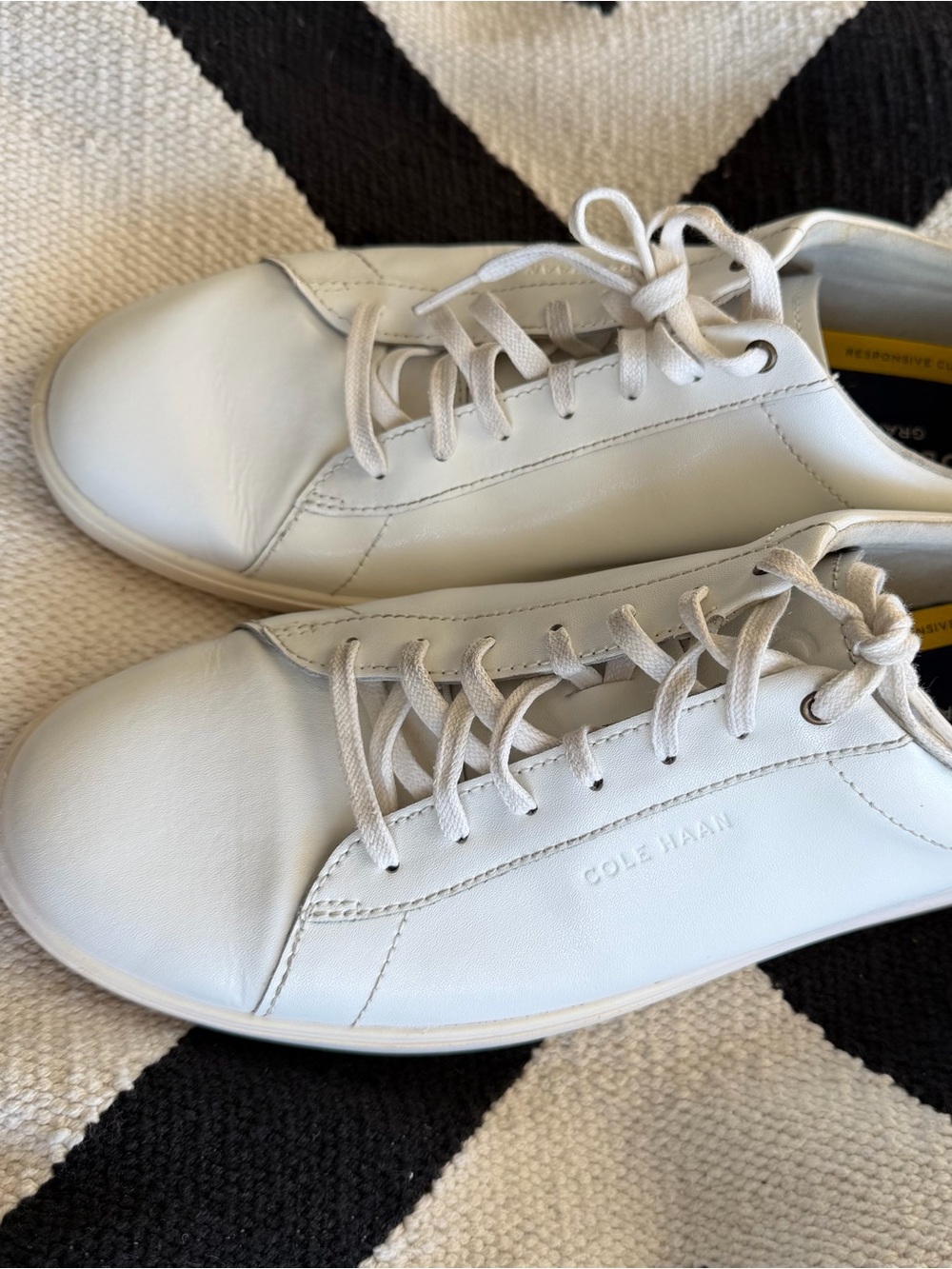 Cole Haan White Leather Low-Top Lace-Up Sneakers